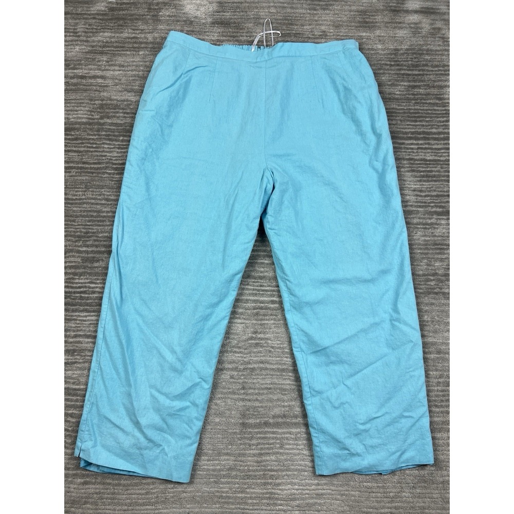 Dressbarn Pants Womens 24W Blue Pull On Elastic Waist Lined Career Linen‎ Blend